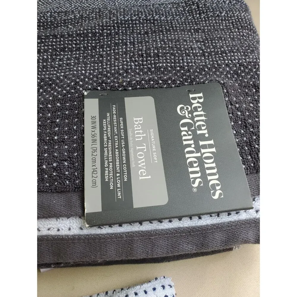 Better Homes Gardens 6 Piece Soft Cotton Bath Hand Towel Set Gray Blue Brown